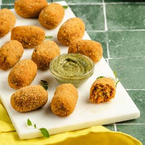 Croquetes de millet e cenoura com caril - completo